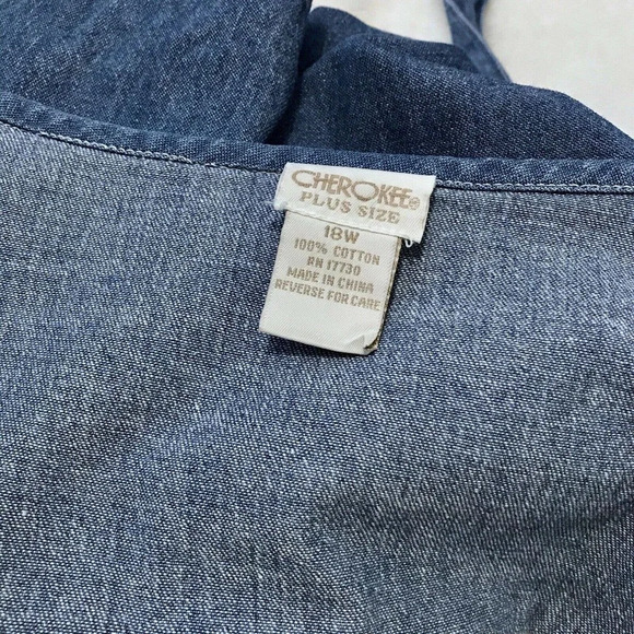 Vintage Cherokee Button Down Jean Shirt 18W - Picture 8 of 9